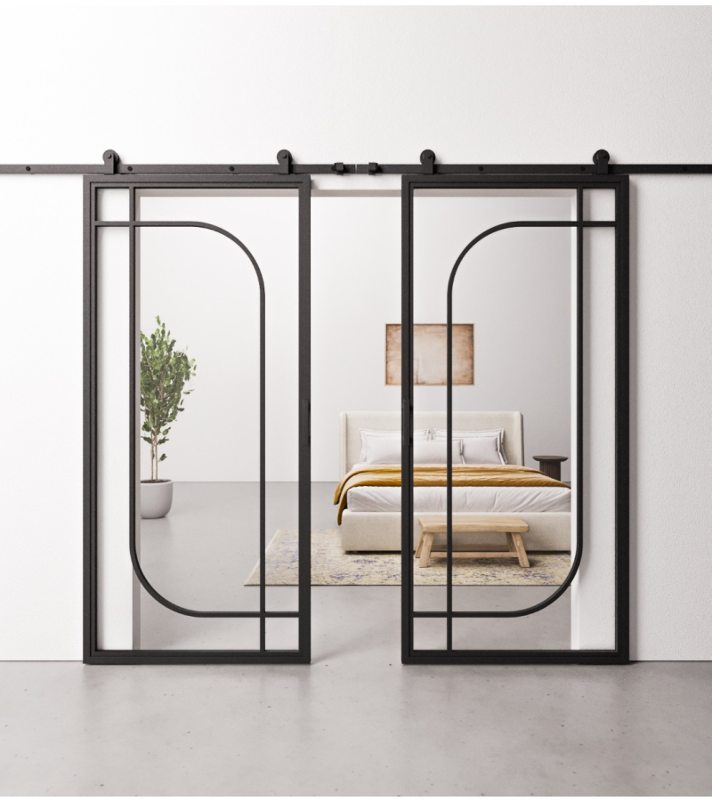 Dubbele Schuifdeur Staal en Glas Elegant