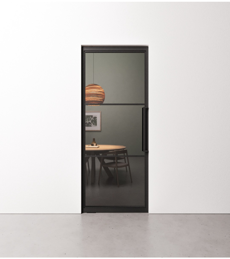 Taatsdeur 3 vaks met grijs gerookt glas in standaard maten