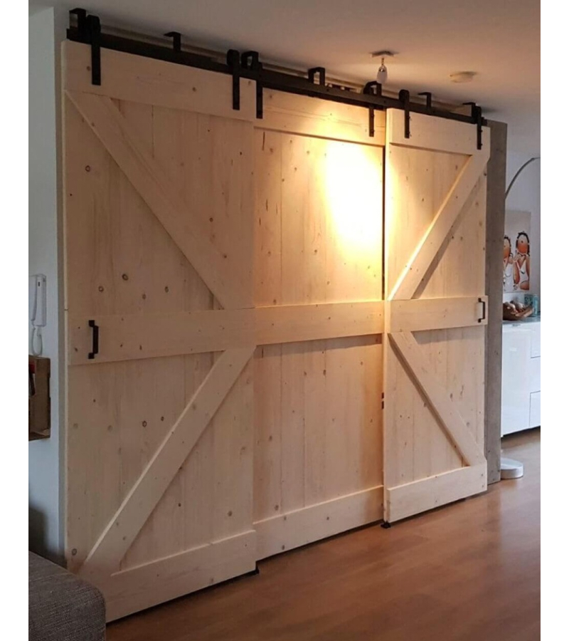 Schuifdeursysteem Dubbel Wand of Plafond Zwart