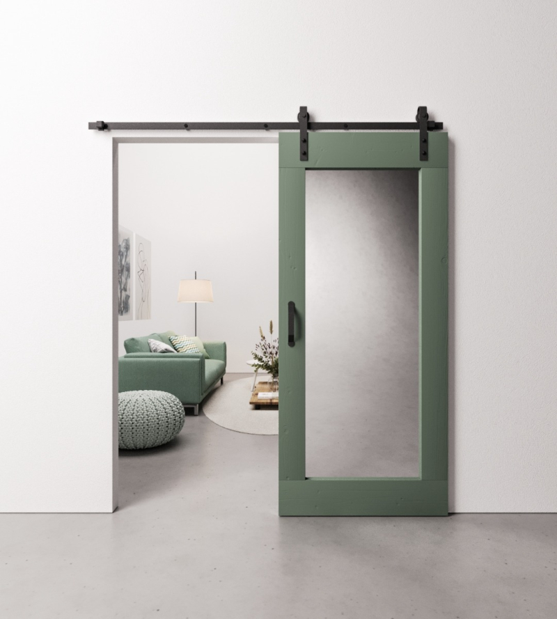 Loftdeur Steigerhout met Spiegel