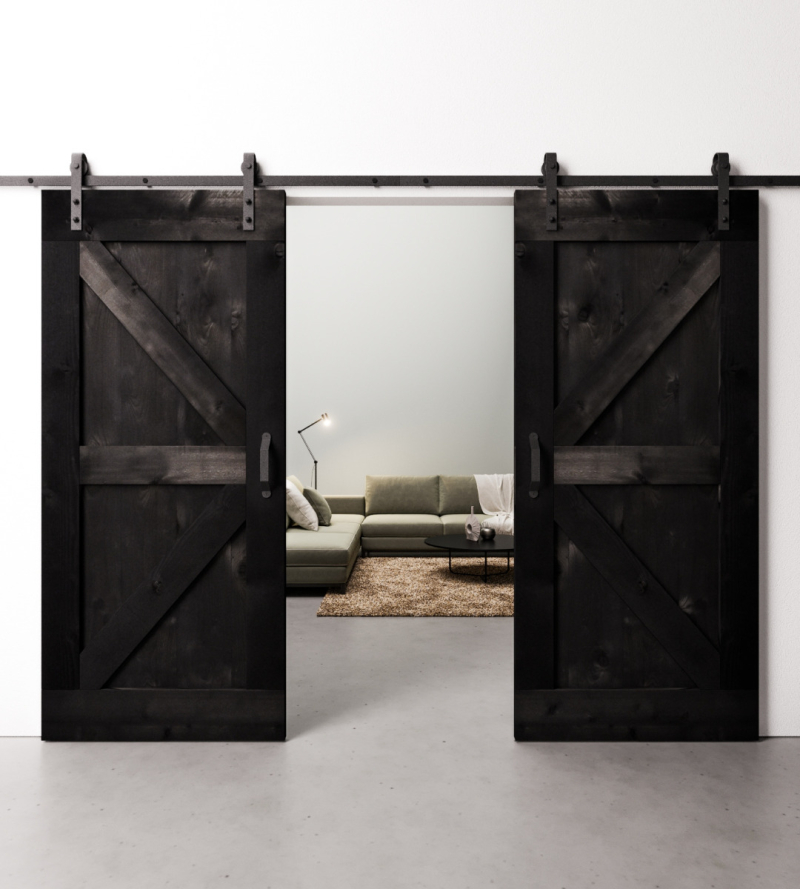 Dubbele Loftdeuren Steigerhout Vintage Zwart