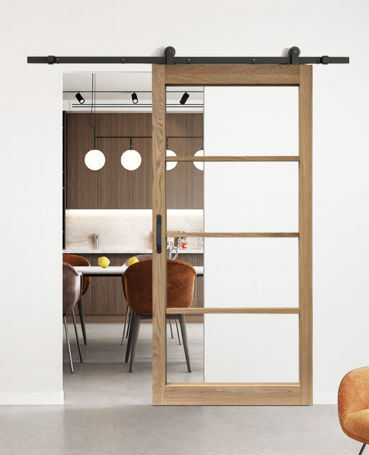 Loftdeur Eiken en glas 4 vaks